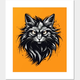 Shadow Cat Face Posters and Art